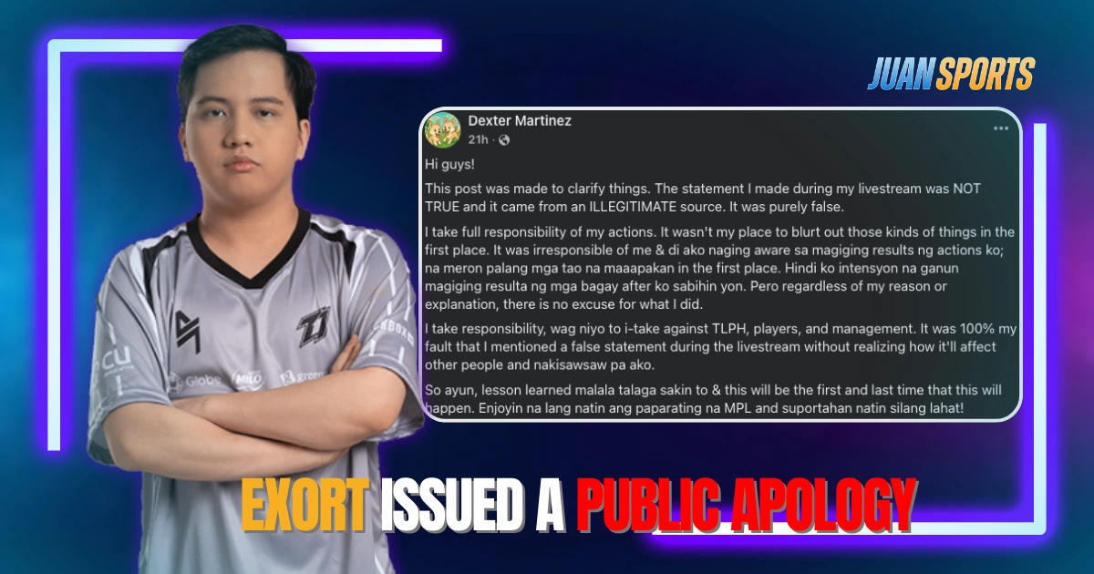 Exort Public Apology Acknowledging His Mistakes and Moving Forward