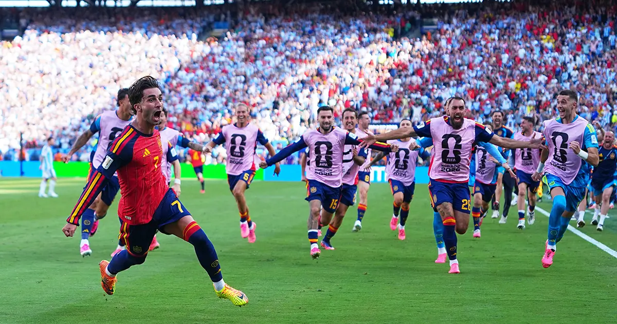 Ferran Torres Celebrates Extra-Time Goal In World Cup Final
