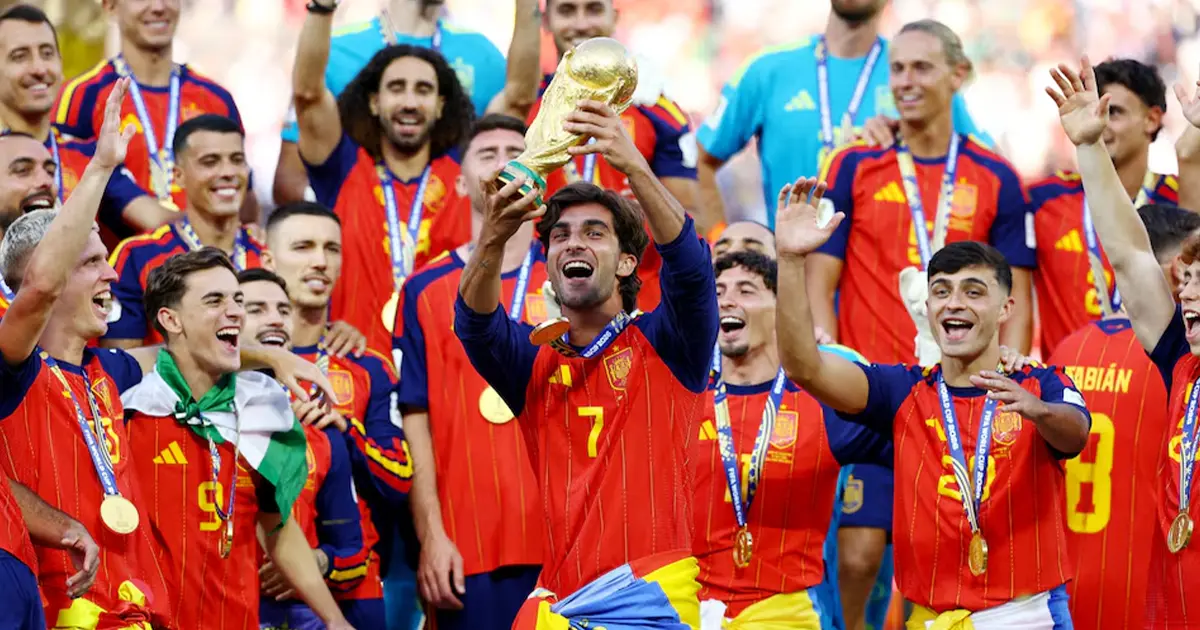 Spain Team Celebrates Winning The 2026 World Cup Title
